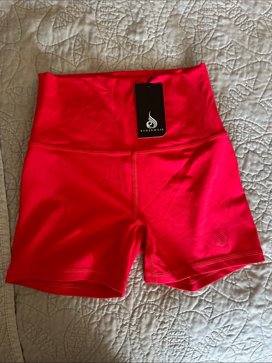 Ryderwear Pants - Ryderwear Bright Red High-Waist Bike Shorts